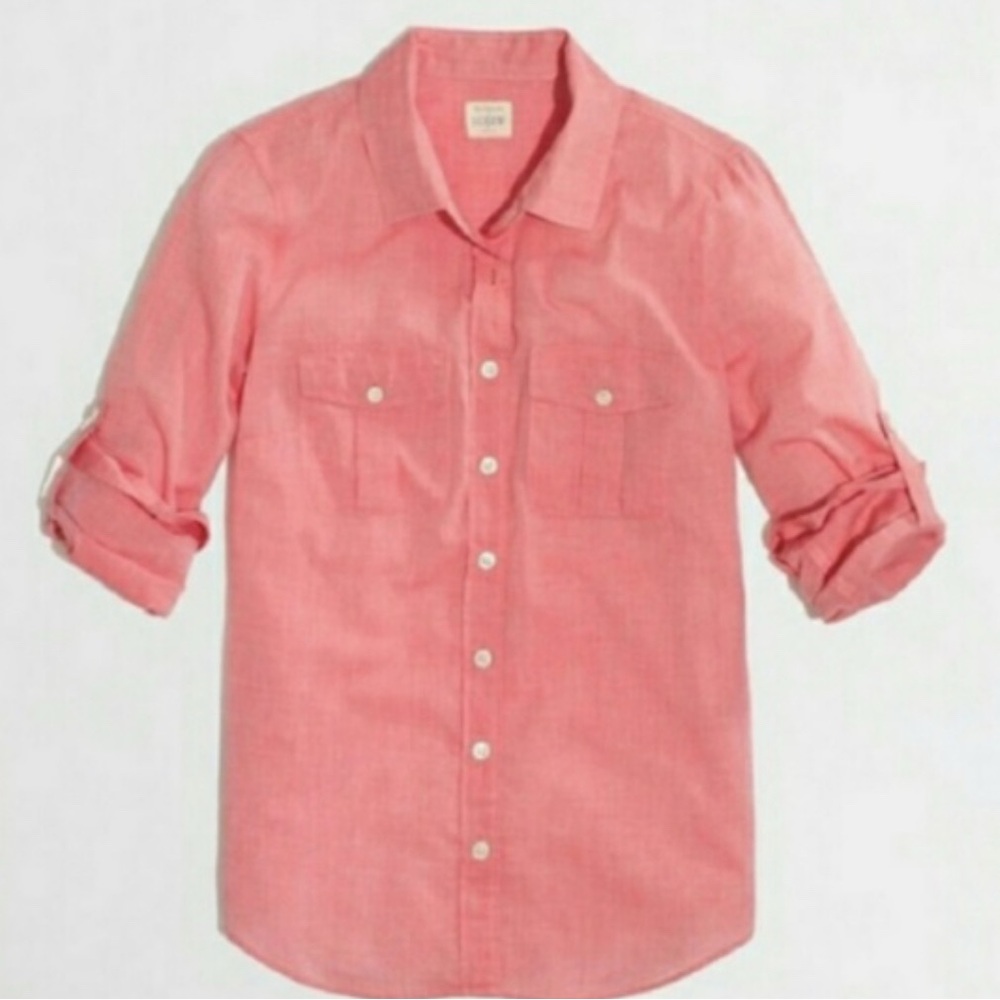 J Crew light weight button down “perfect shirt” button down w/ roll tab sleeves